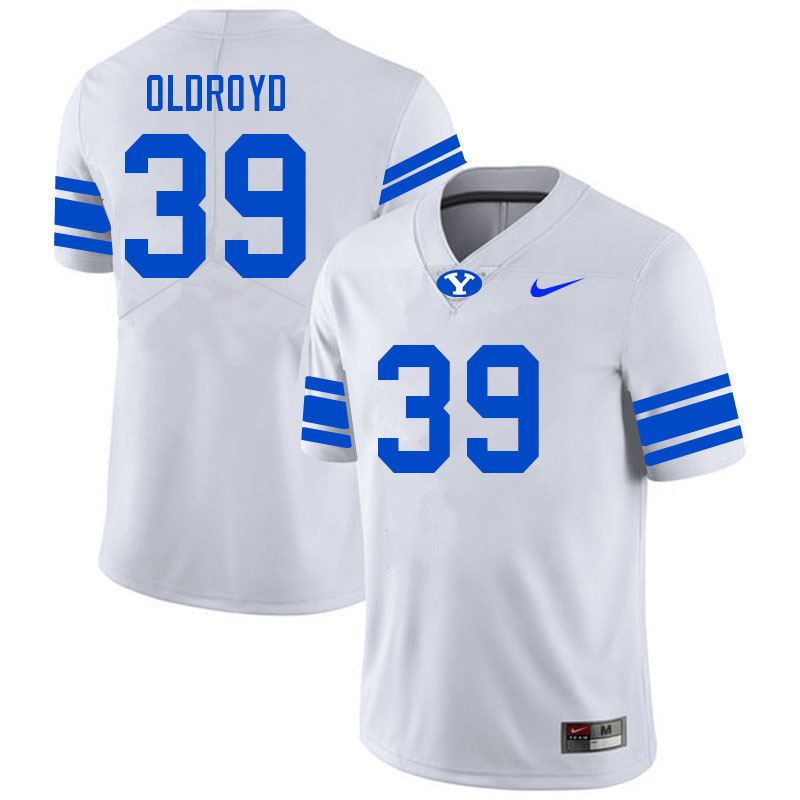 Men #39 Jake Oldroyd BYU Cougars College Football Jerseys Sale-White